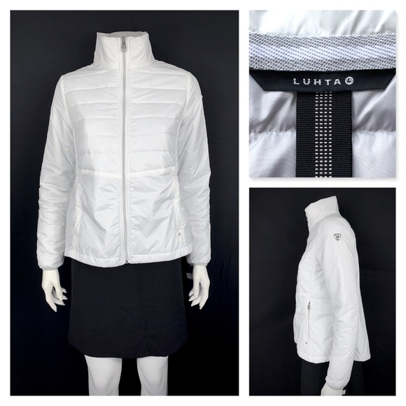 LUHTA Full Zip Nylon Windbreaker Lightweight Puffer Jacket White Sz 6 NWT - Picture 1 of 14